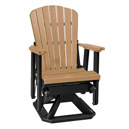 INVERNACULO Os Home & Office Model Fan Back Swivel Glider Weatherwood Chair with Black Base, Tan IN2753667